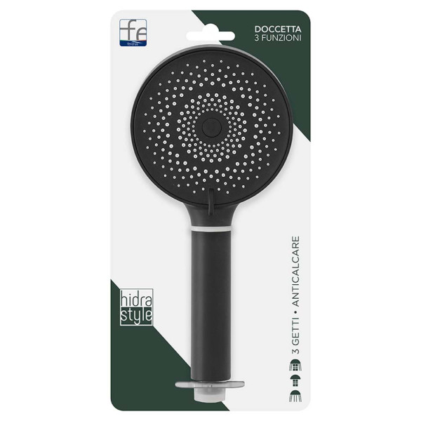 Doccetta tonda in abs 3 funzioni nero Hidra Style