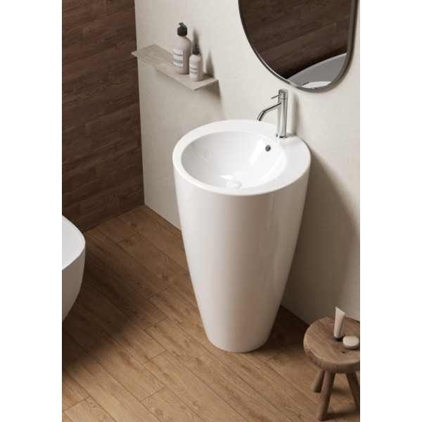 Lavabo freestanding in ceramica bianco lucido