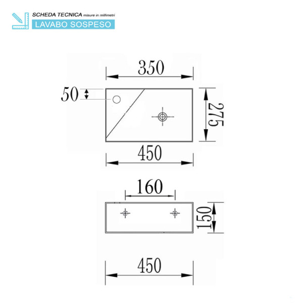 Lavabo in ceramica L45cm