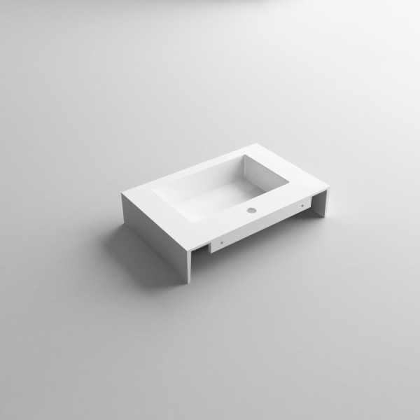 Lavabo sospeso in resina L70cm bianco lucido