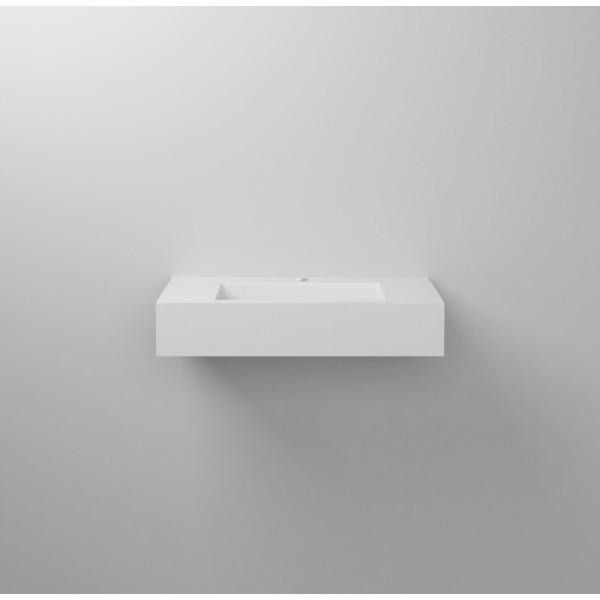 Lavabo sospeso in resina L80cm bianco lucido