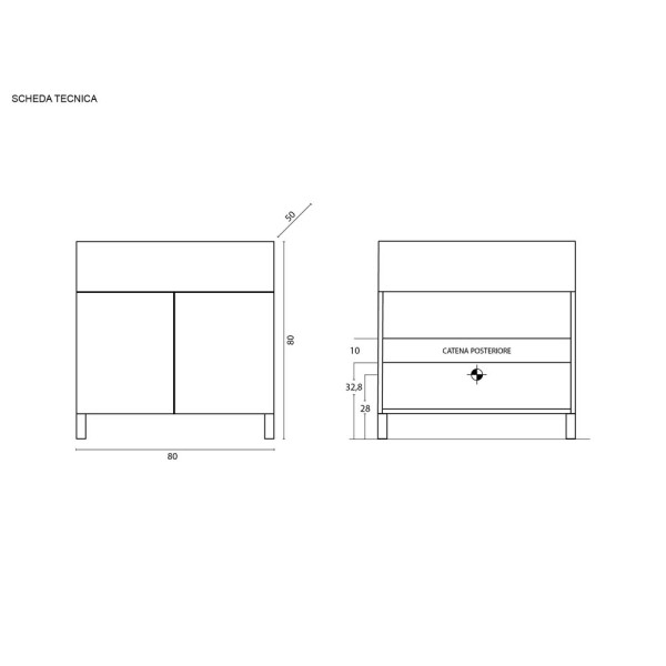 Lavatoio 80cm linea Prime