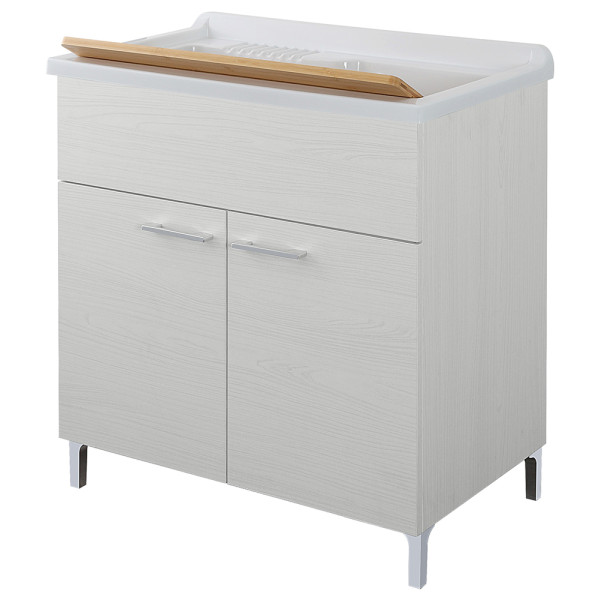 Lavatoio da 80cm con vasca in resina olmo frassinato