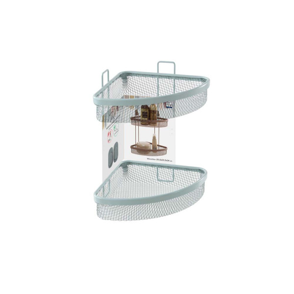 Mensola angolare due ripiani verde acqua linea Taki