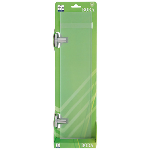 Mensola cromo e vetro satinato da 50 cm linea Bora