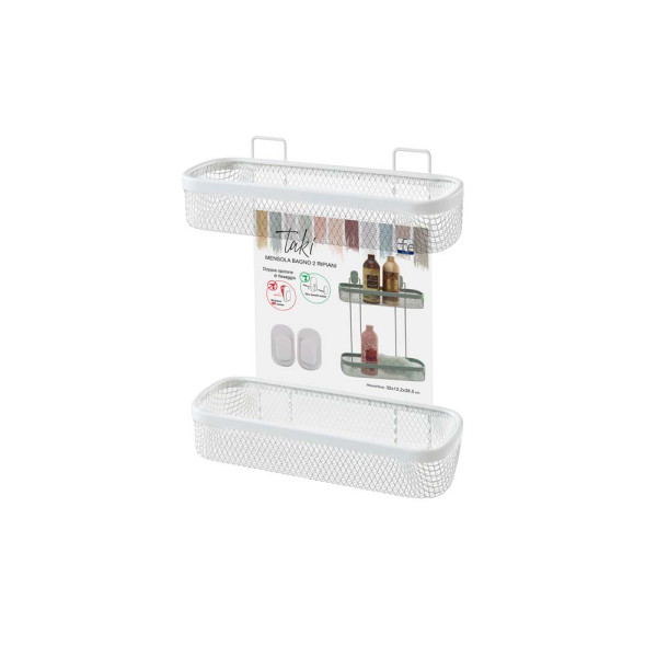 Mensola rettangolare due ripiani bianca linea Taki