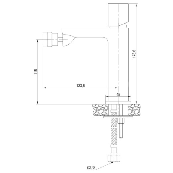 Miscelatore bidet spazzolato serie Lotus