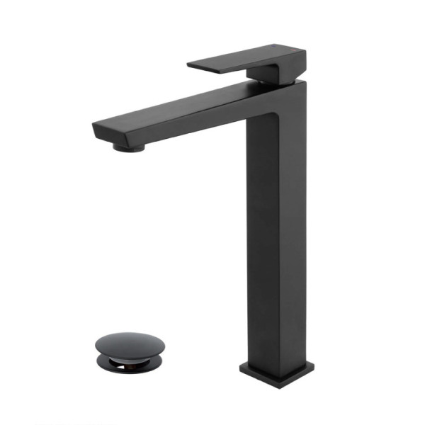 Miscelatore lavabo alto nero opaco serie Quatra