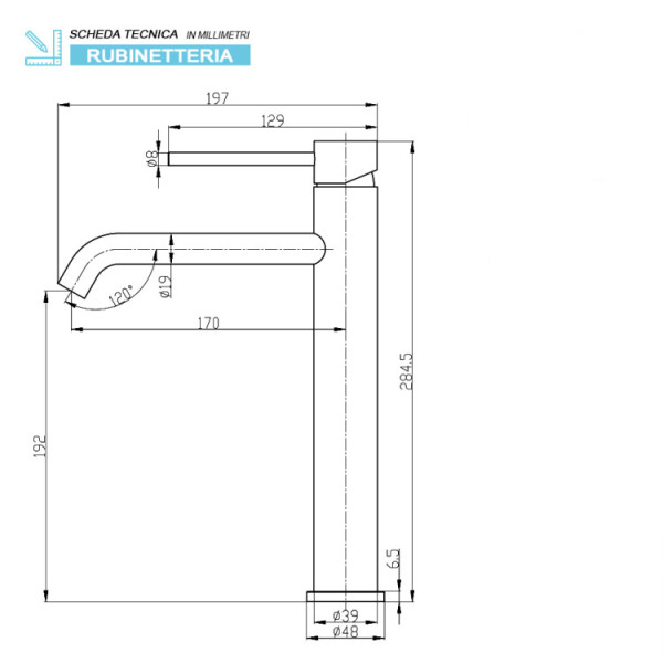 Miscelatore lavabo alto serie Nuego