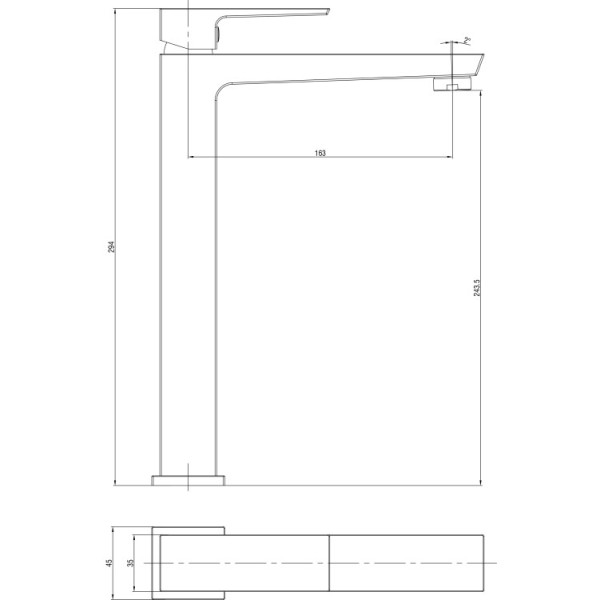 Miscelatore lavabo alto serie Quatra