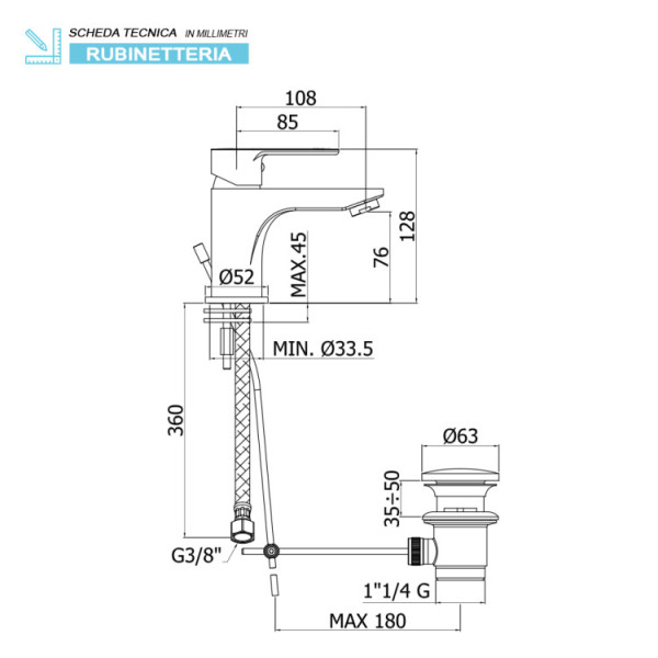 Miscelatore lavabo serie Iris