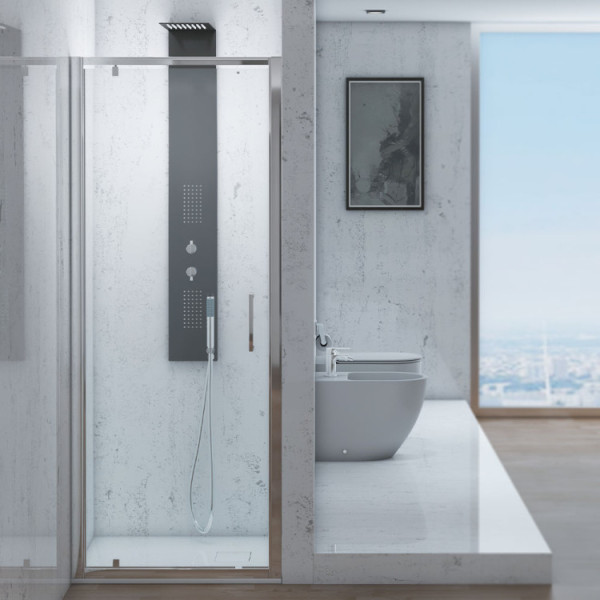 Parete doccia battente linea T-Squared da 70cm, H200cm