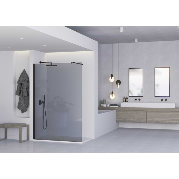 Parete doccia WALK IN da 120cm vetro fume' profilo nero