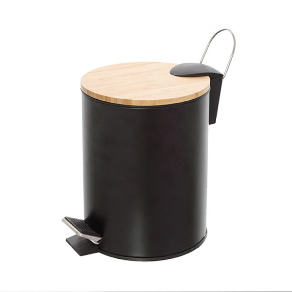 Pattumiera acciaio nero e bambu' linea Haiti