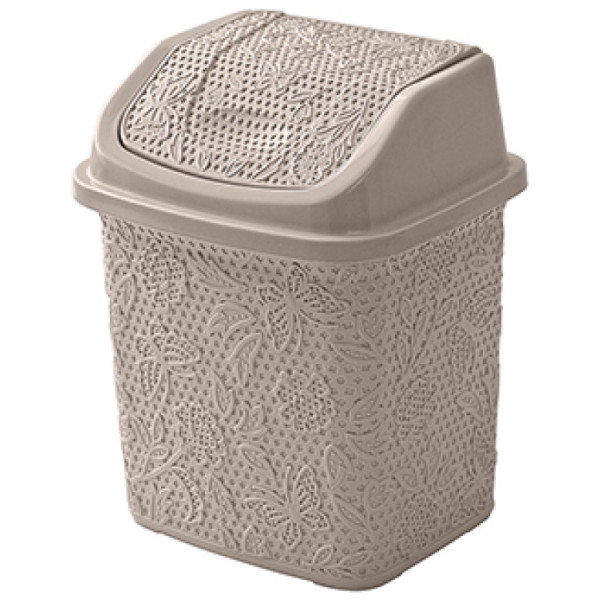 Pattumiera in plastica tortora 5.5 Lt Flower