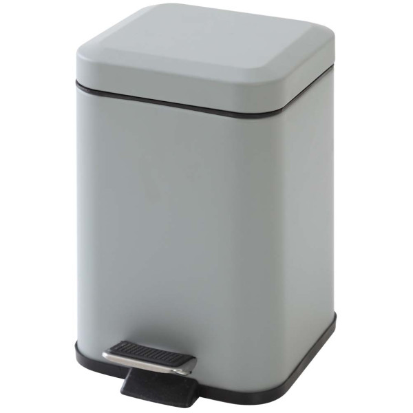 Pattumiera quadrata in acciaio grigio 3 Lt