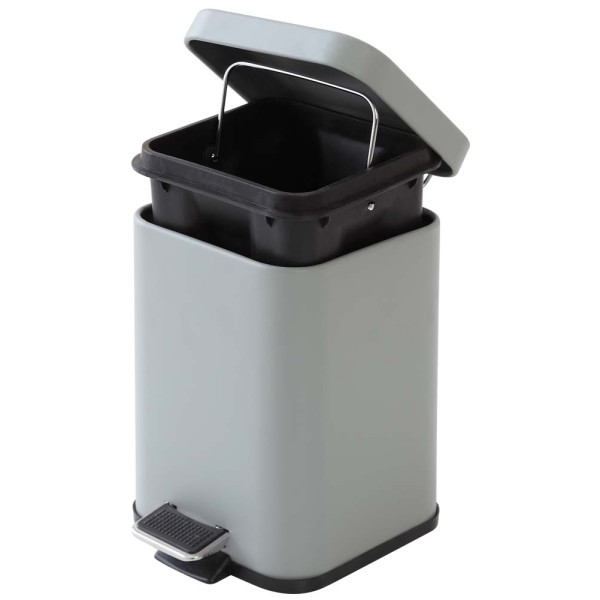 Pattumiera quadrata in acciaio grigio 3 Lt