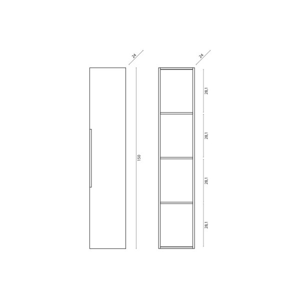 Pensile bagno Burano L30xH150 in mdf e pvc grigio