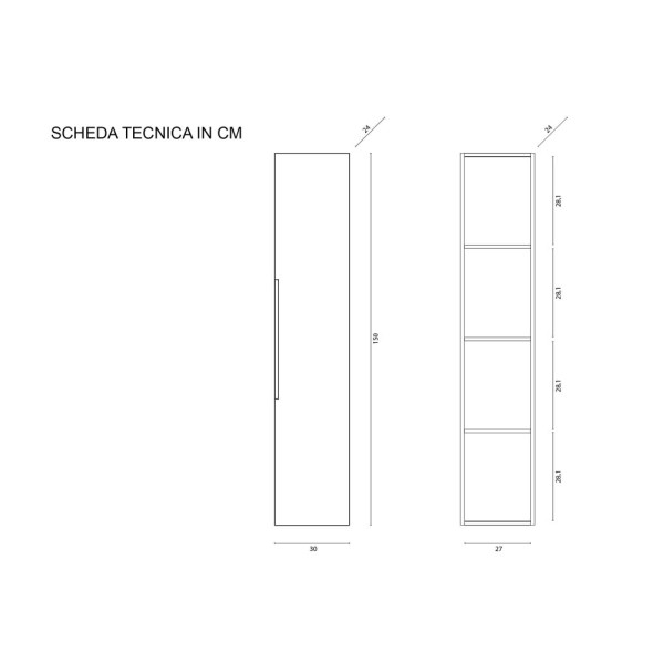 Pensile bagno Burano L30xH150 in mdf e pvc verde