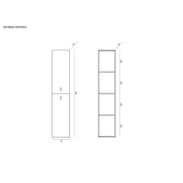 Pensile Rene' L35xH150 cm in nobilitato melaminico verde