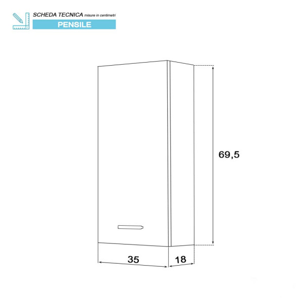 Pensile Stella 35cm in nobilitato melaminico rovere