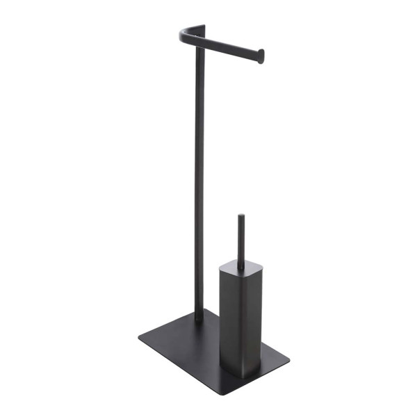 Piantana porta rotolo e scopino nera linea Fusion