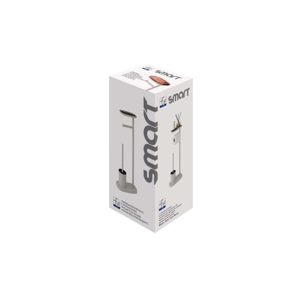 Piantana portarotolo e scopino con mensola nero linea Smart