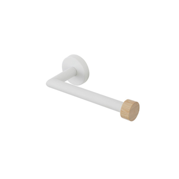 Porta rotolo in acciaio bianco e bambu' linea Haiti