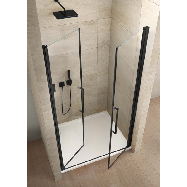 Porta Saloon 100cm con profilo nero opaco linea Royal