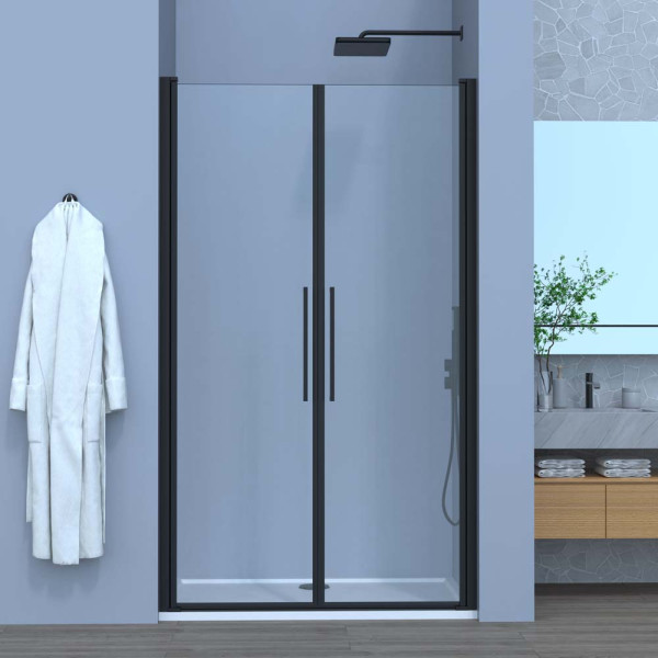 Porta Saloon 90cm con profilo nero opaco linea Royal