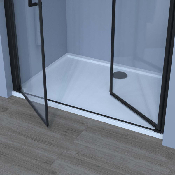 Porta Saloon 90cm con profilo nero opaco linea Royal