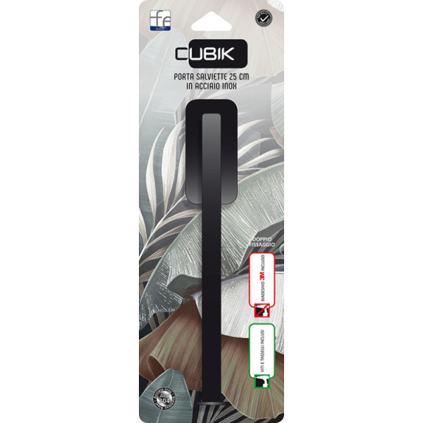 Porta salviette in acciaio inox nero linea Cubik