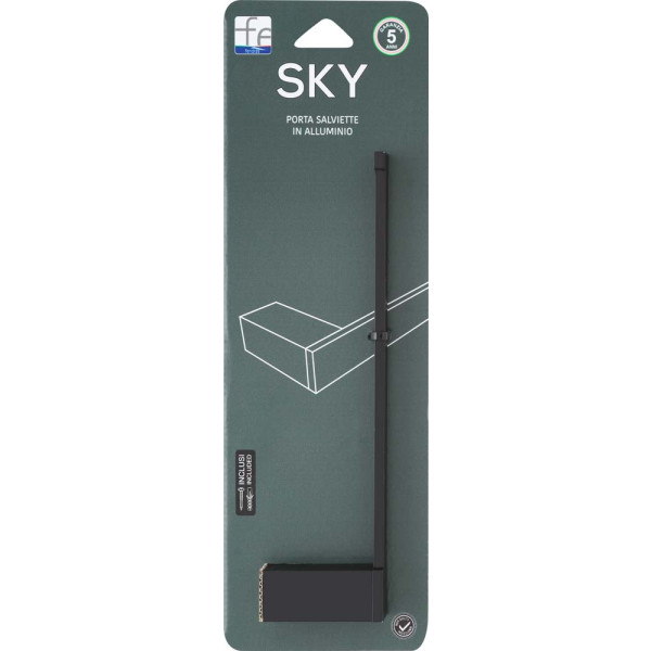 Porta salviette in alluminio nero Sky