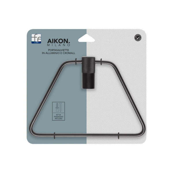 Porta salviette in cromall e alluminio nero linea Aikon