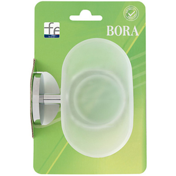 PORTA SAPONE CROMO/VETRO SATINATO SERIE BORA