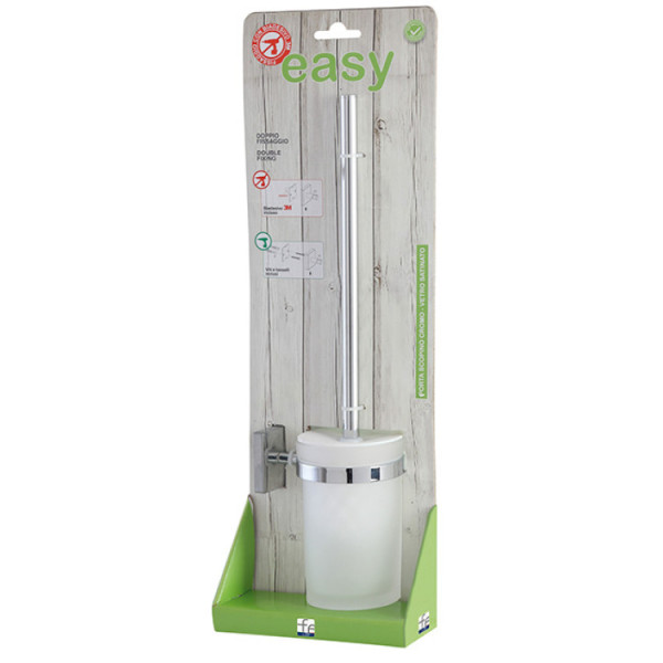 Porta scopino in acciaio cromato e vetro linea Easy