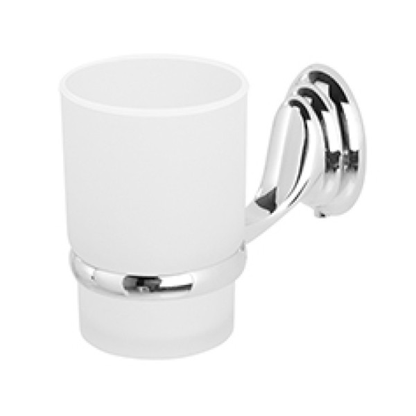 Porta spazzolino cromo e vetro satinato linea Facile