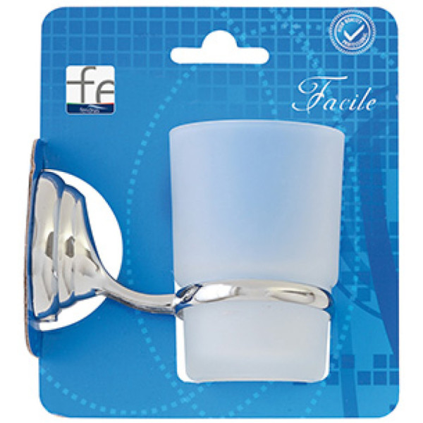 Porta spazzolino cromo e vetro satinato linea Facile