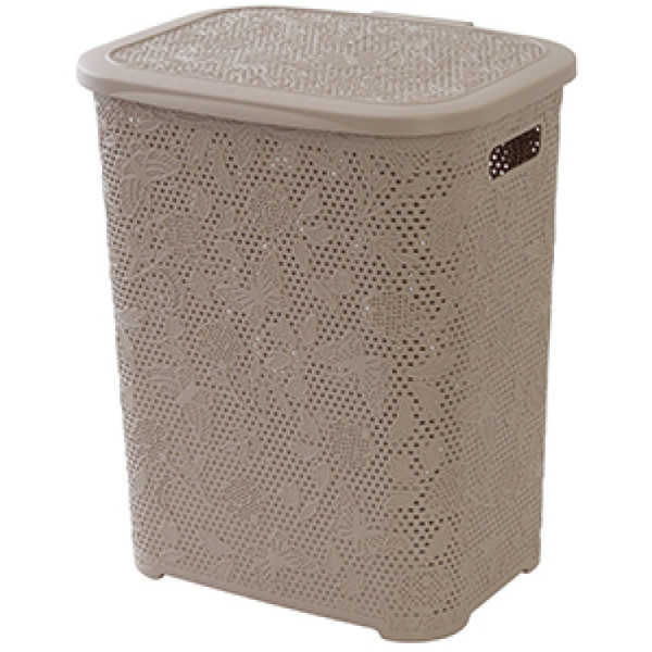 Portabiancheria in plastica 50Lt tortora Flower