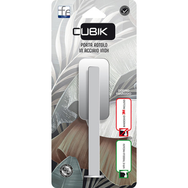 Portarotolo in acciaio inox cromo linea Cubik