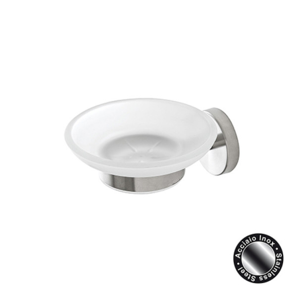Portasapone in acciaio e vetro satinato linea City