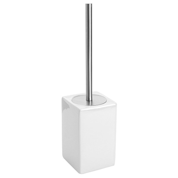 Portascopino in ceramica e acciaio bianco linea Cuba