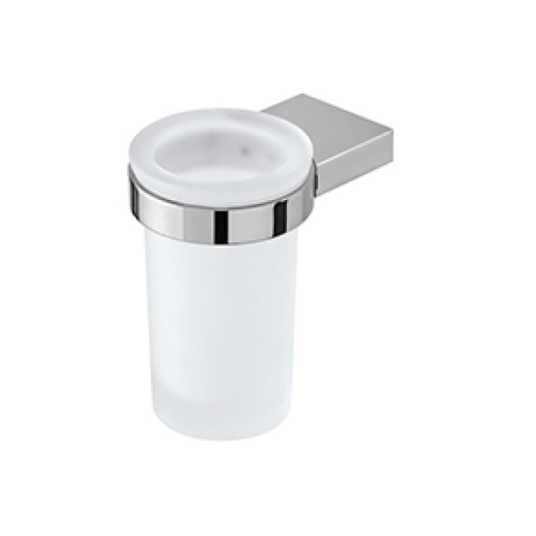 Portaspazzolino cromo e vetro satinato linea Futura