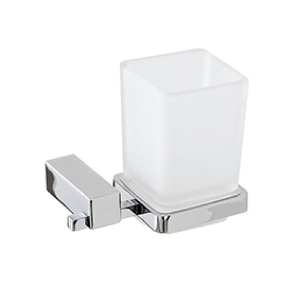Portaspazzolino cromo e vetro satinato linea Unica