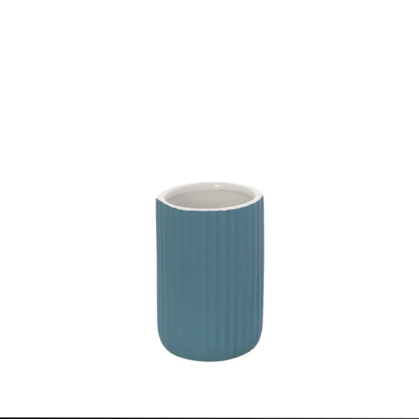 PORTASPAZZOLINO IN CERAMICA BLU PASTELLO LINEA COLOR