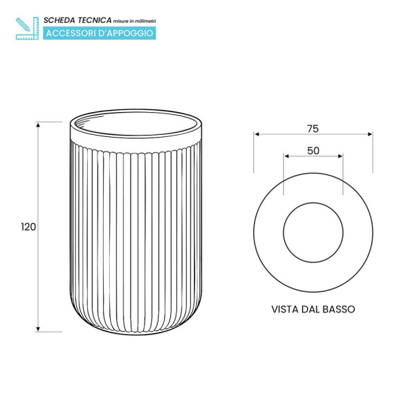 Portaspazzolino in plastica tortora linea Colorado