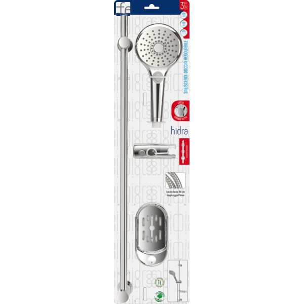 Saliscendi regolabile con doccetta 3 funzioni