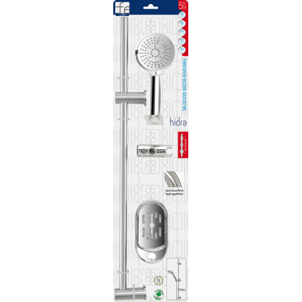 Saliscendi regolabile con doccetta 5 funzioni