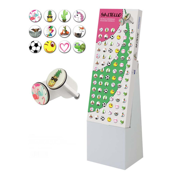 Saltello in acciaio e abs 38 mm con decorazioni