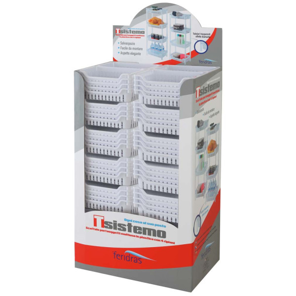 scaffale portaoggetti multiuso in plastica con 4 ripiani